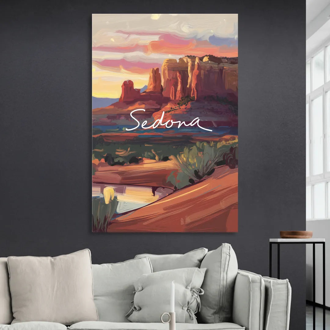 Sedona Red Rock Sunset Living Room - Canvas Wall Art