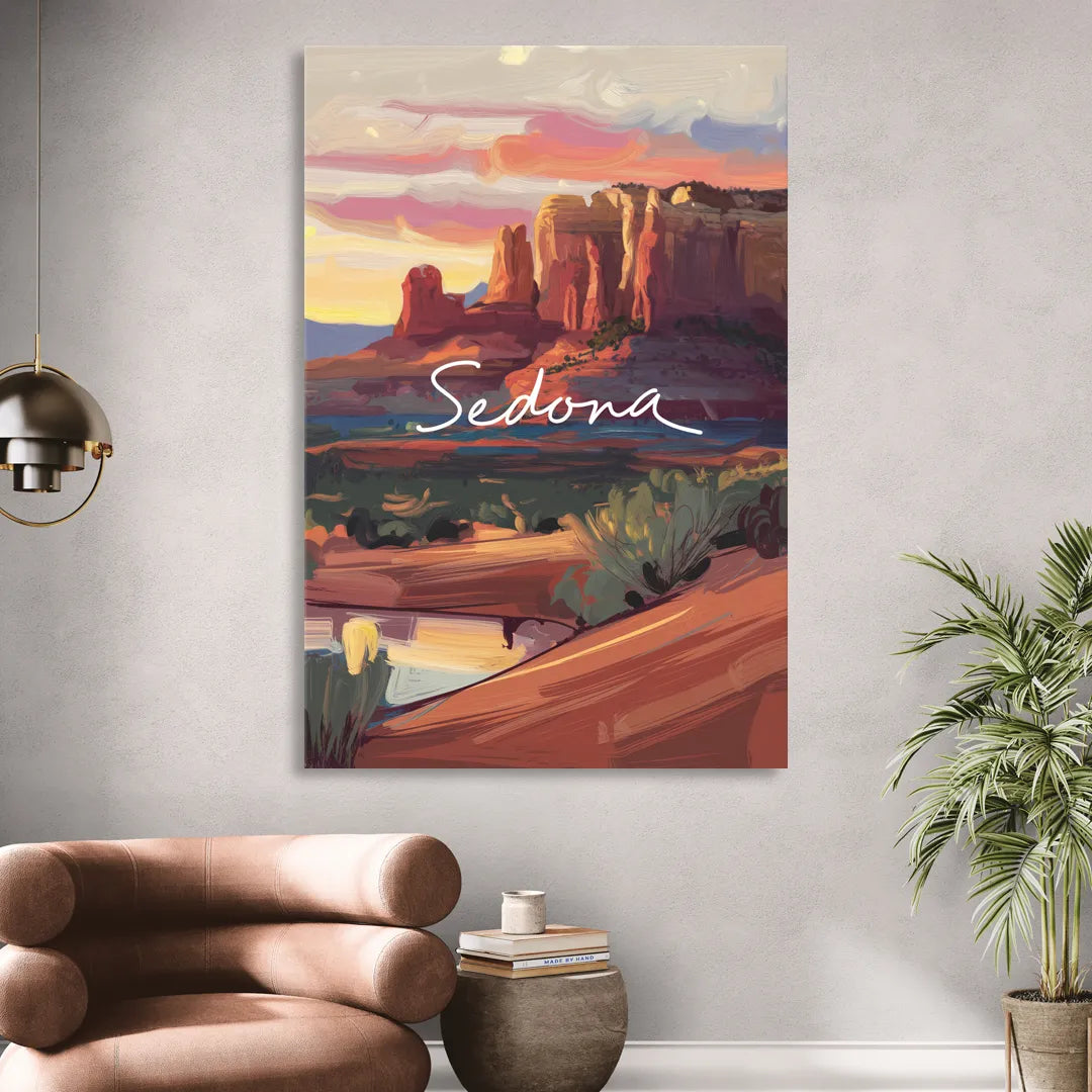 Sedona Red Rock Sunset Sitting Room - Canvas Wall Art