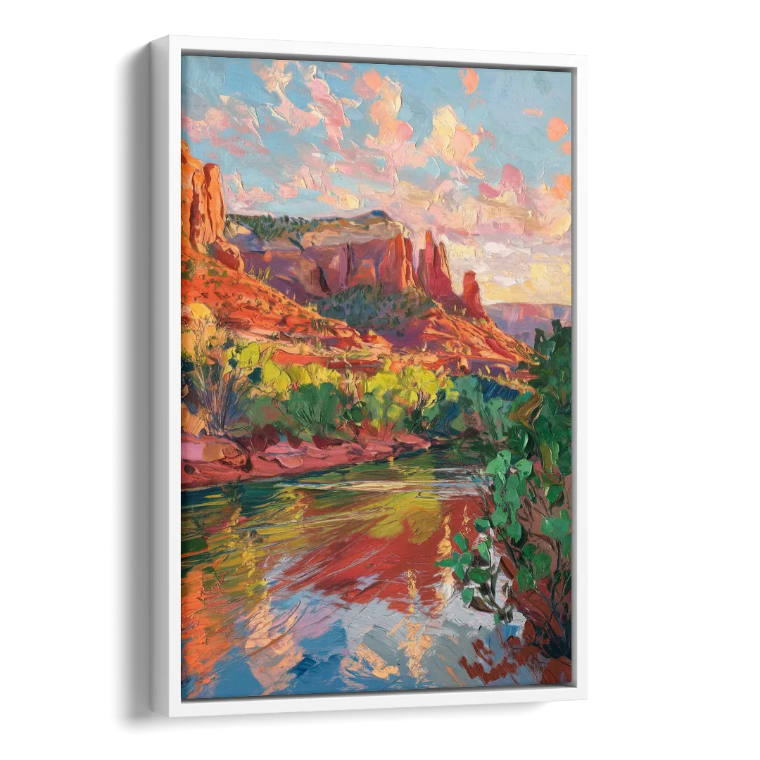 Sedona Scenic Canyon Vibes Side - White Canvas Wall Art
