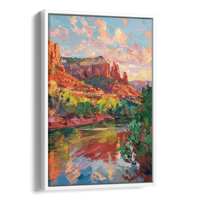 Sedona Scenic Canyon Vibes Side - White Canvas Wall Art