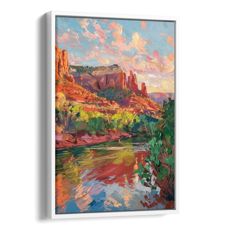 Sedona Scenic Canyon Vibes Side - White Canvas Wall Art