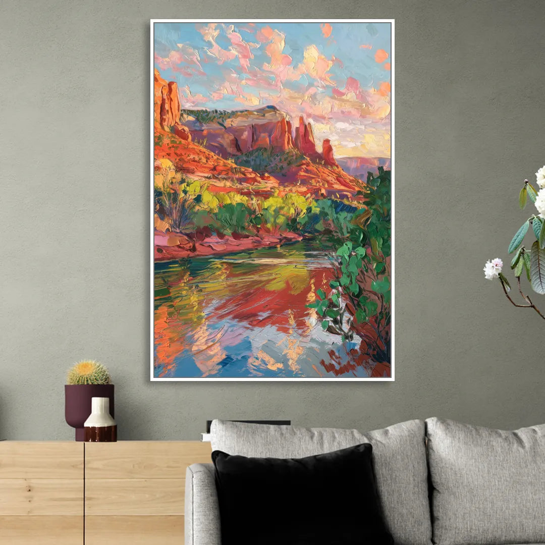 Sedona Scenic Canyon Vibes Living Room - White Canvas Wall Art