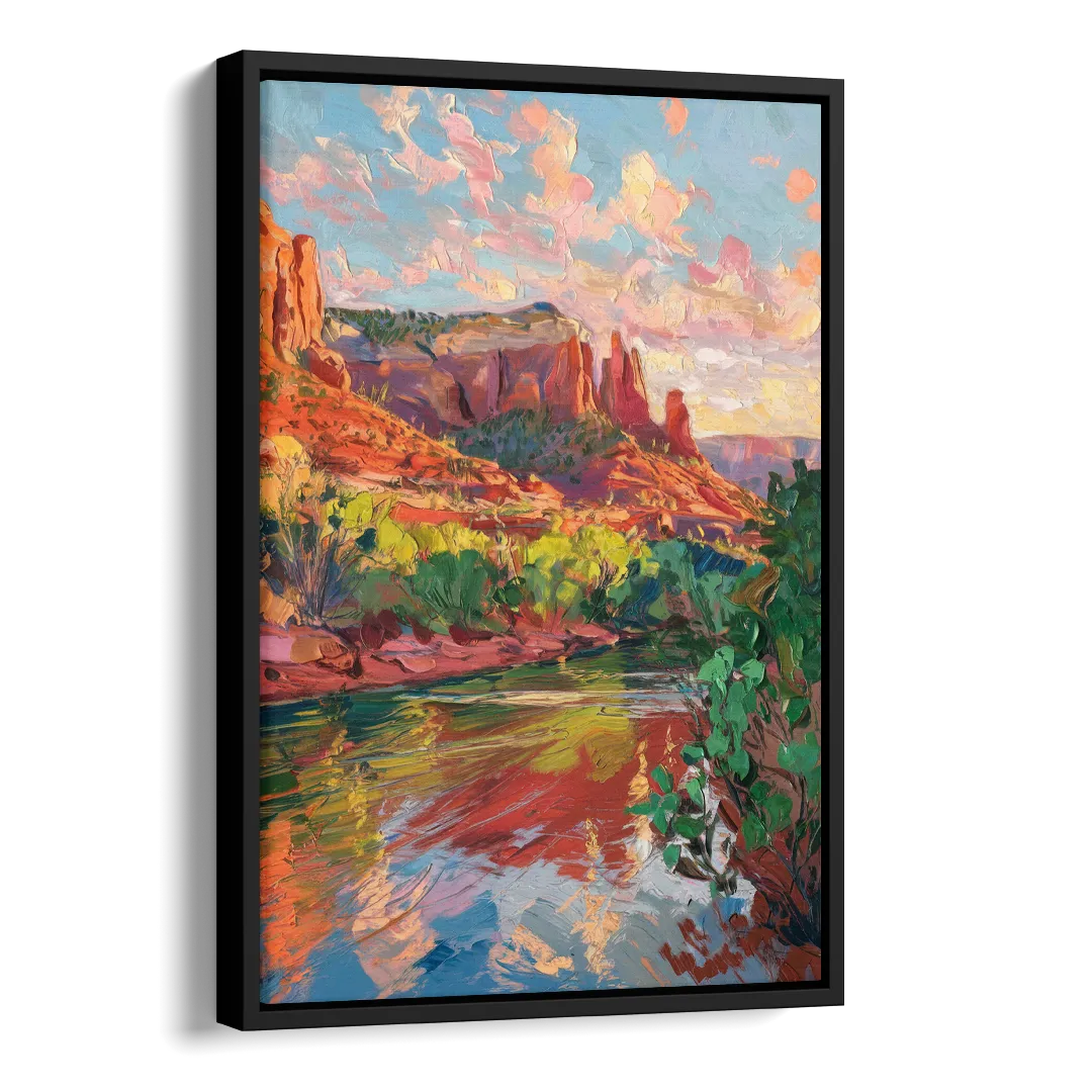 Sedona Scenic Canyon Vibes Side - Black Canvas Wall Art