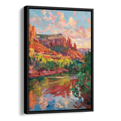 Sedona Scenic Canyon Vibes Side - Black Canvas Wall Art