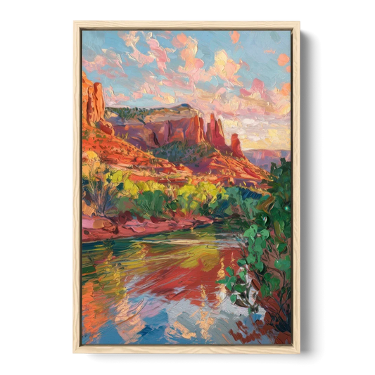 Sedona Scenic Canyon Vibes - Oak Framed Canvas Wall Art - Front