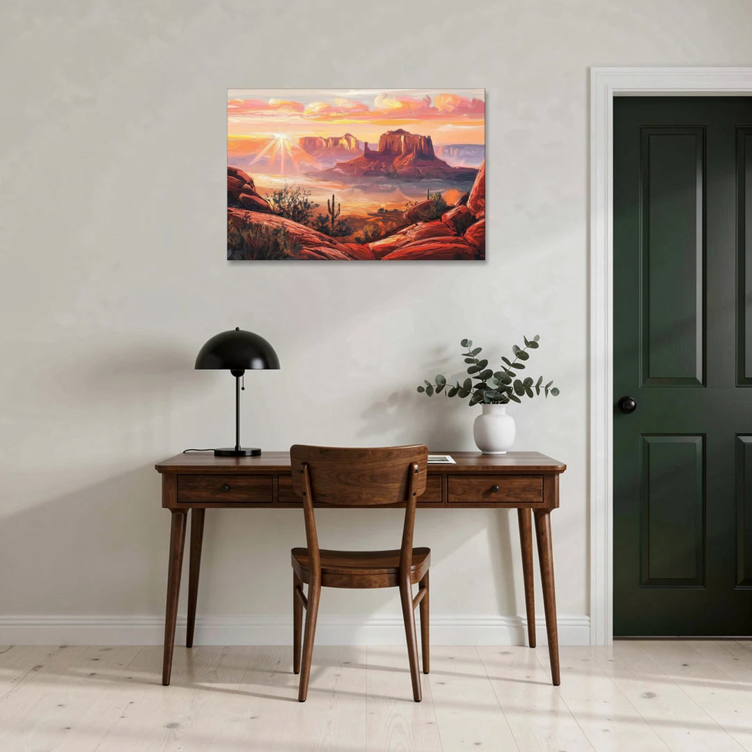Sedona Sunrise Over Mesa - Canvas Wall Art - Office - 36x24