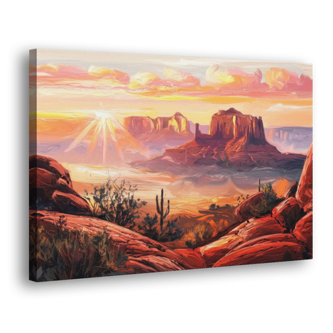 Sedona Sunrise Over Mesa - Canvas Wall Art - Side