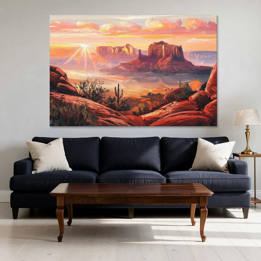 Sedona Sunrise Over Mesa - Canvas Wall Art - Sofa - 60x40