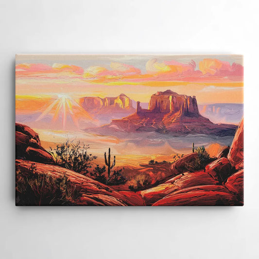 Sedona Sunrise Over Mesa - Canvas Wall Art