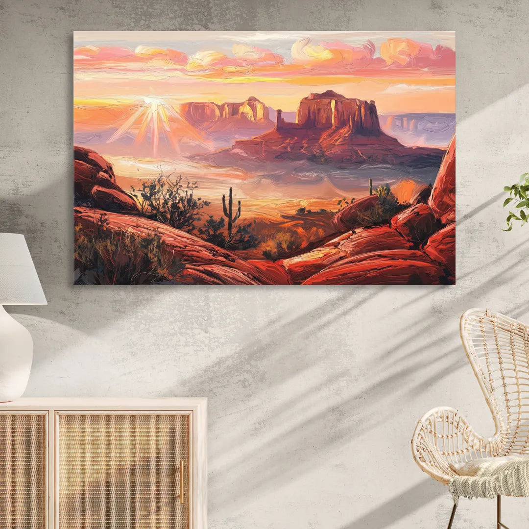 Sedona Sunrise Over Mesa Living Room - Canvas Wall Art