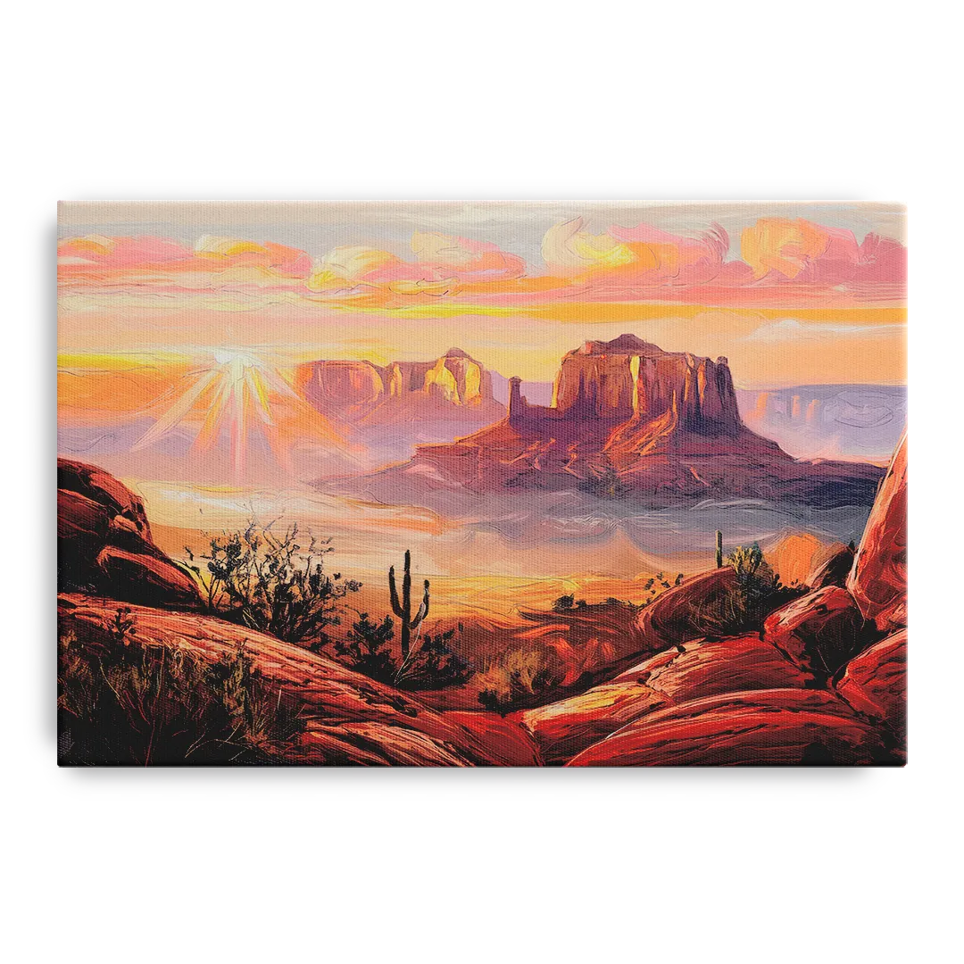 Sedona Sunrise Over Mesa Front - Canvas Wall Art
