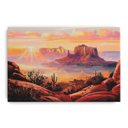 Sedona Sunrise Over Mesa Front - Canvas Wall Art