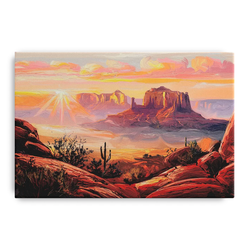 Sedona Sunrise Over Mesa Front - Canvas Wall Art