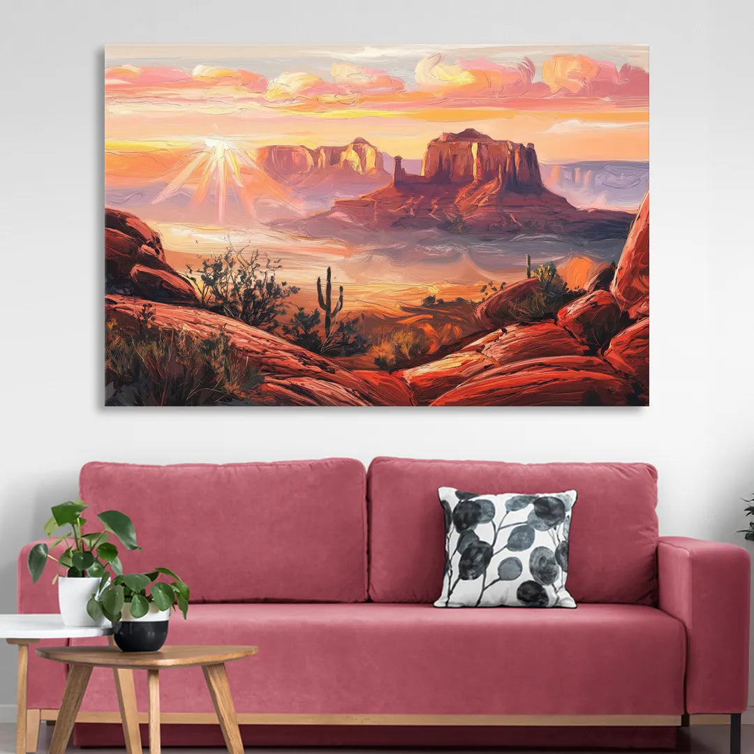 Sedona Sunrise Over Mesa Sitting Room - Canvas Wall Art