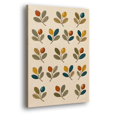 Seed Pods and Sage Leaves on Cream - Canvas Wall Art - Side