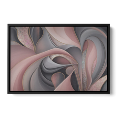 Serenade of Elegance Pink and Grey Abstract - Black Framed Canvas Wall Art - Front