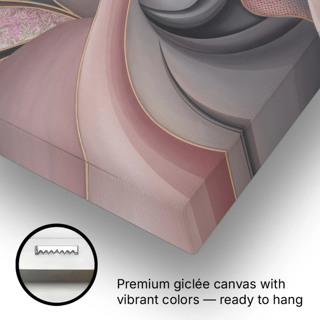Serenade of Elegance Pink and Grey Abstract - Canvas Wall Art - Gallery Wrap Corner
