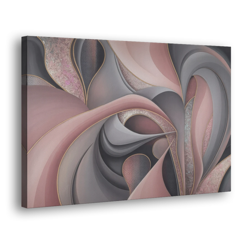 Serenade of Elegance Pink and Grey Abstract - Canvas Wall Art - Side