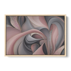 Serenade of Elegance Pink and Grey Abstract - Oak Framed Canvas Wall Art - Front