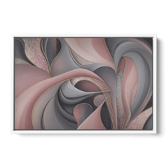 Serenade of Elegance Pink and Grey Abstract - White Framed Canvas Wall Art - Front