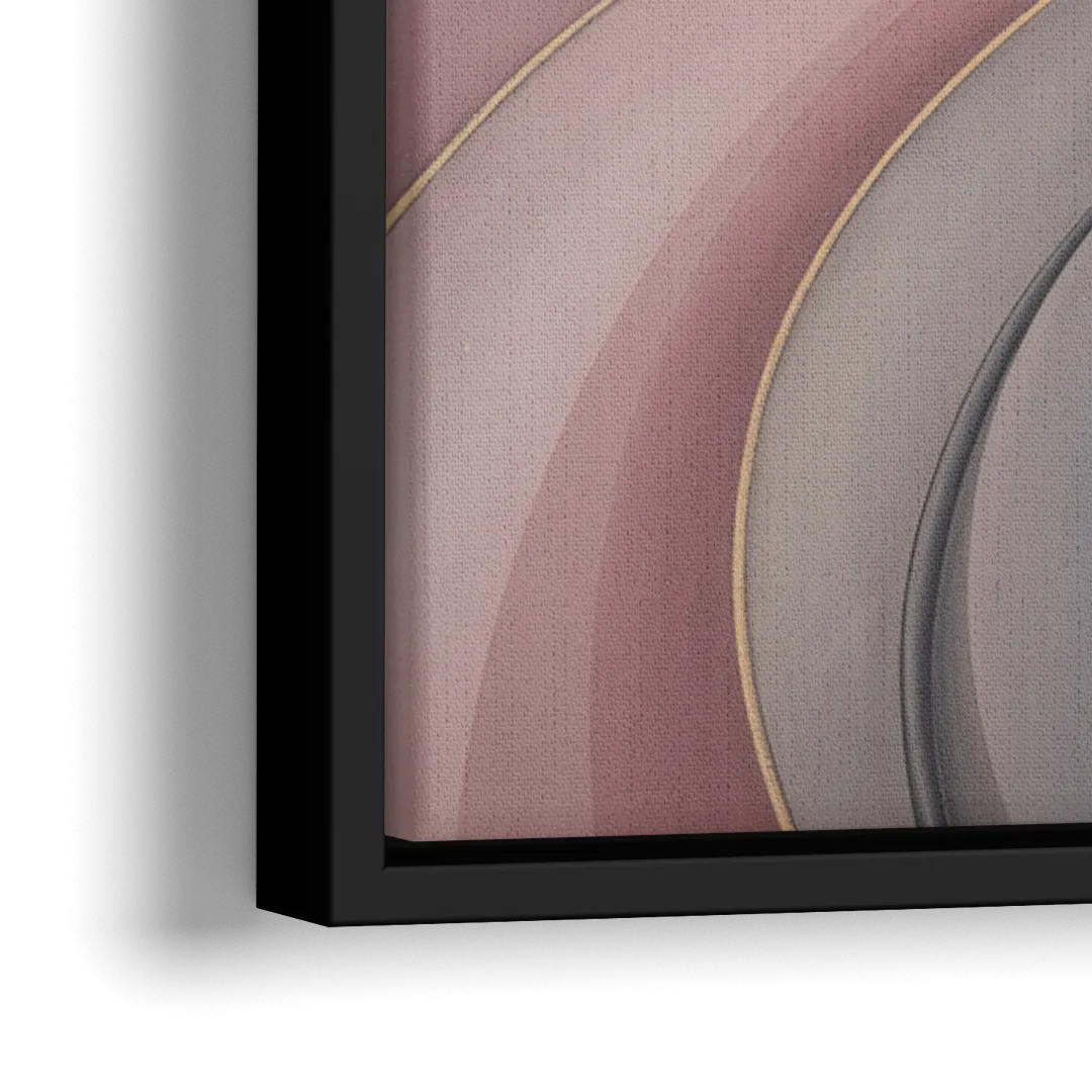 Serenade of Elegance Pink and Grey Abstract - Close-Up Black Frame Canvas