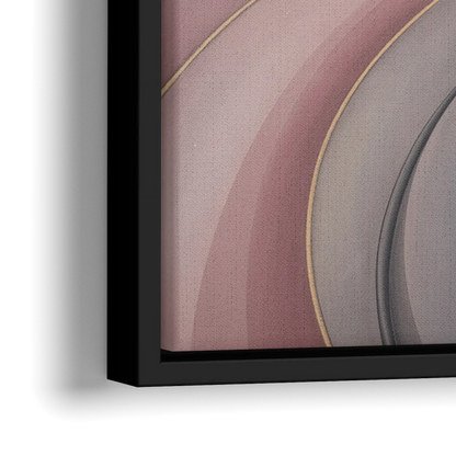 Serenade of Elegance Pink and Grey Abstract - Close-Up Black Frame Canvas
