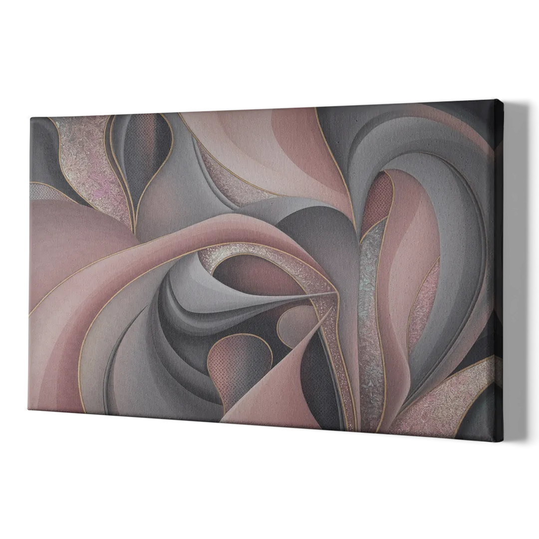 Serenade of Elegance Pink and Grey Abstract - Canvas Print Art Sides