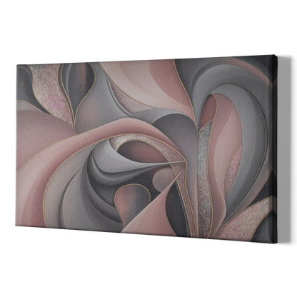 Serenade of Elegance Pink and Grey Abstract - Canvas Print Art Sides