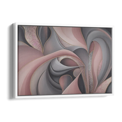 Serenade of Elegance Pink and Grey Abstract Side - White Canvas Wall Art