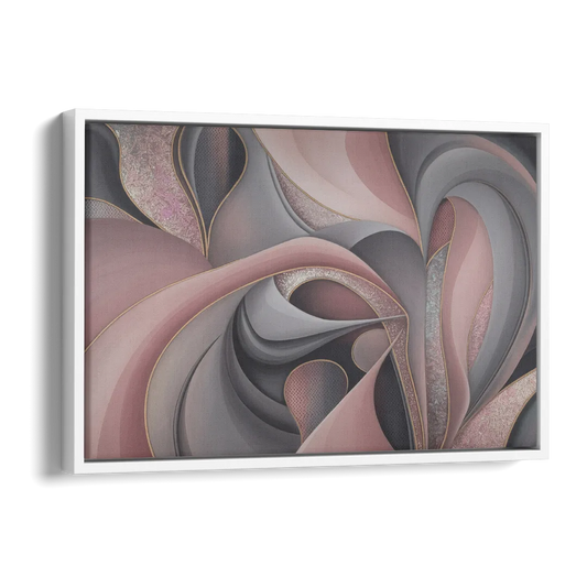 Serenade of Elegance Pink and Grey Abstract Side - White Canvas Wall Art