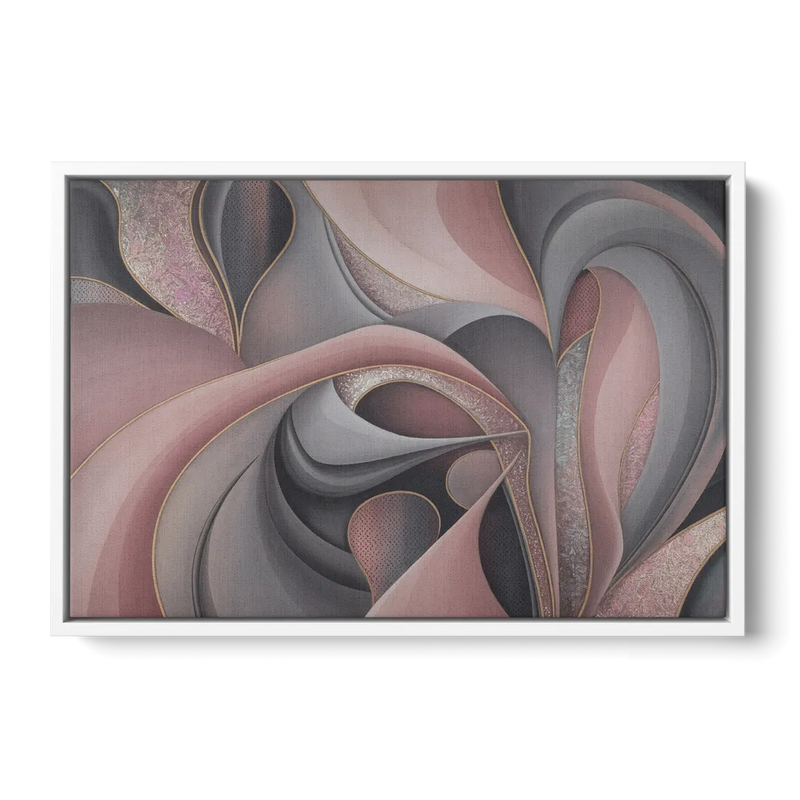 Serenade of Elegance Pink and Grey Abstract Front - White Canvas Wall Art