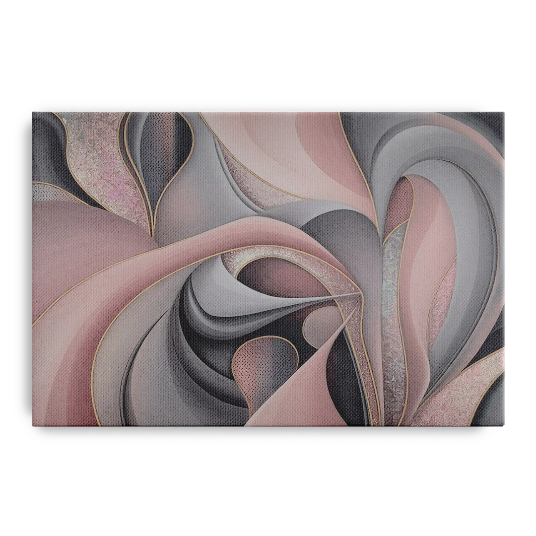 Serenade of Elegance Pink and Grey Abstract Front - Canvas Wall Art