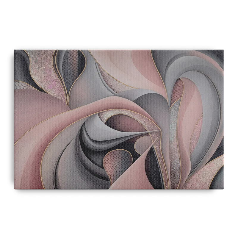 Serenade of Elegance Pink and Grey Abstract Front - Canvas Wall Art