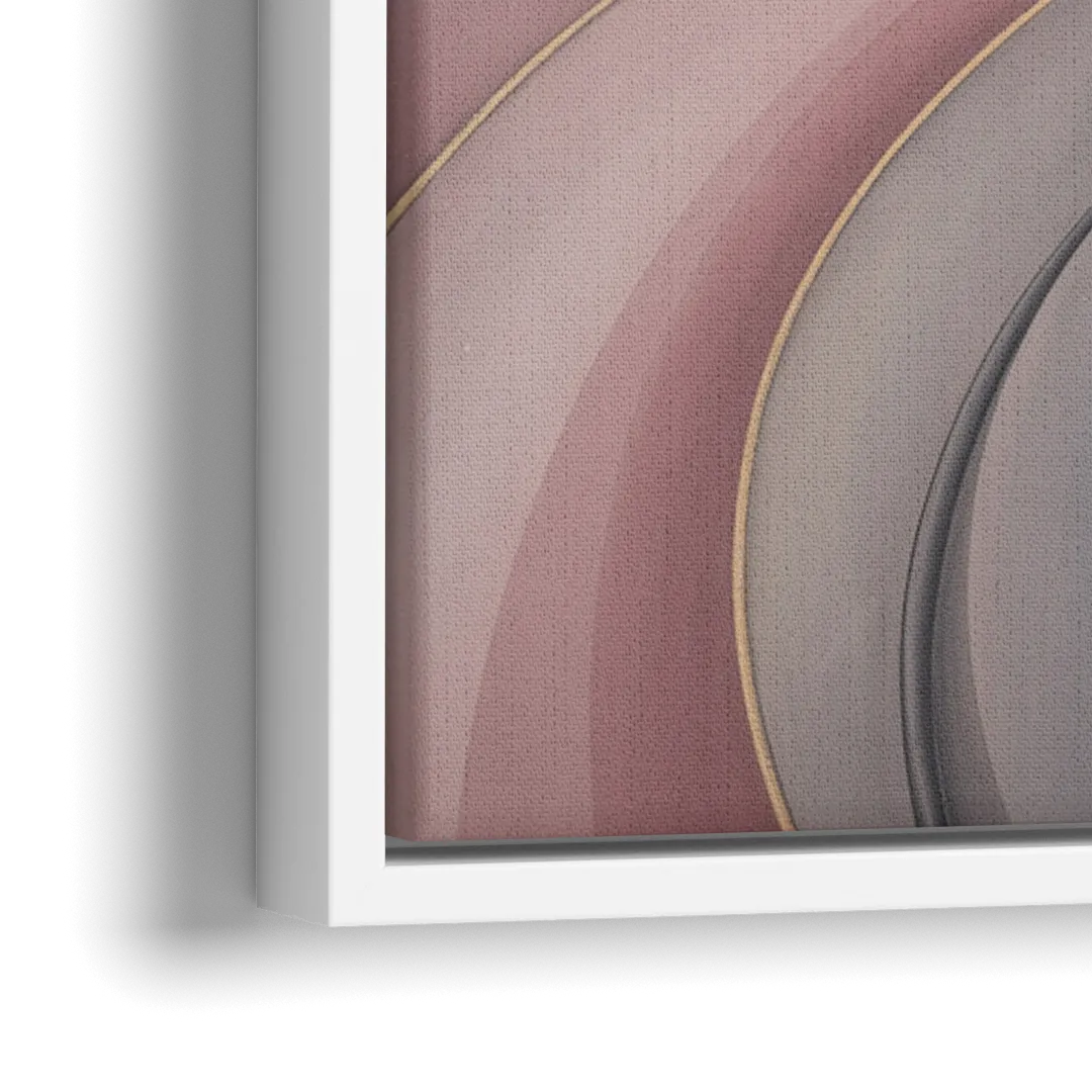 Serenade of Elegance Pink and Grey Abstract - Close-Up White Frame Canvas