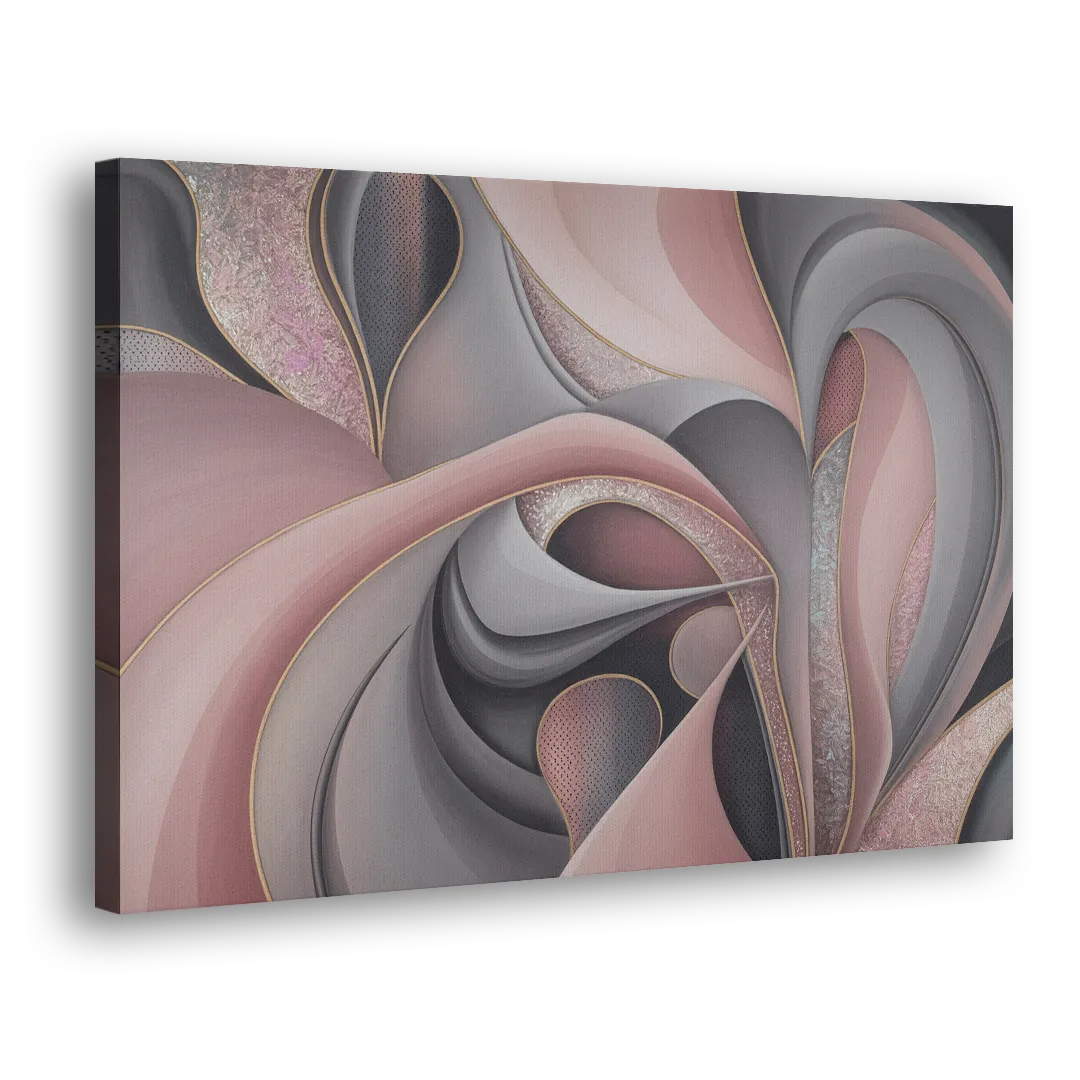 Serenade of Elegance Pink and Grey Abstract Side - Canvas Wall Art