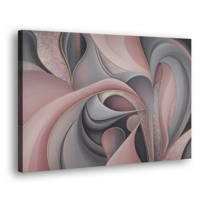 Serenade of Elegance Pink and Grey Abstract Side - Canvas Wall Art