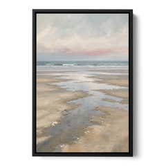 Serene Coastal Low Tide Mirror Pools - Black Framed Canvas Wall Art - Front