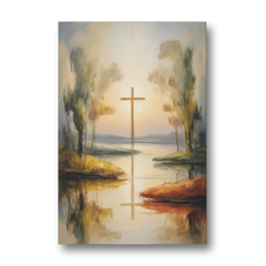Serene Cross Landscape Abstract Christian - Canvas Wall Art - Front