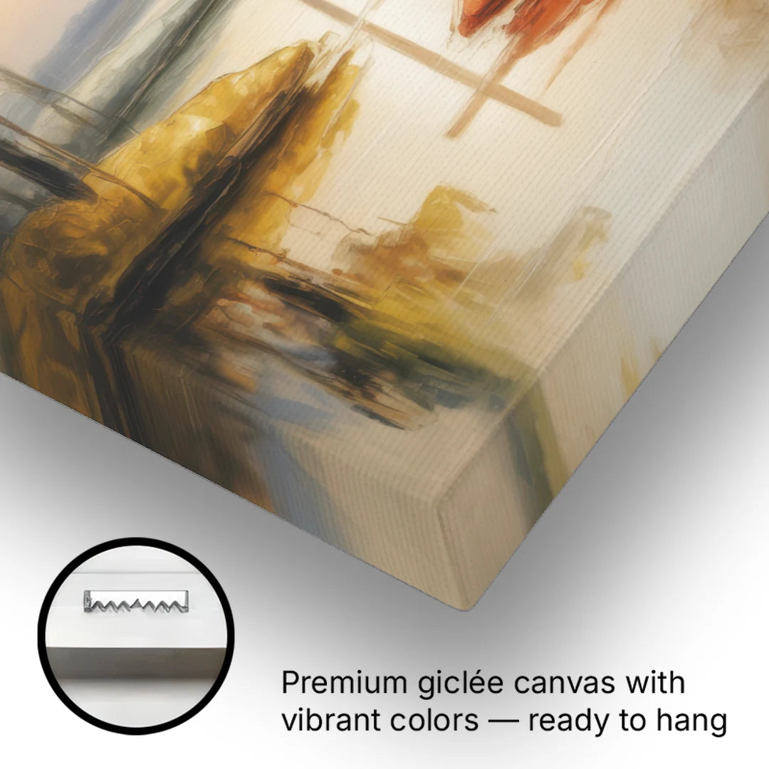 Serene Cross Landscape Abstract Christian - Canvas Wall Art - Gallery Wrap Corner