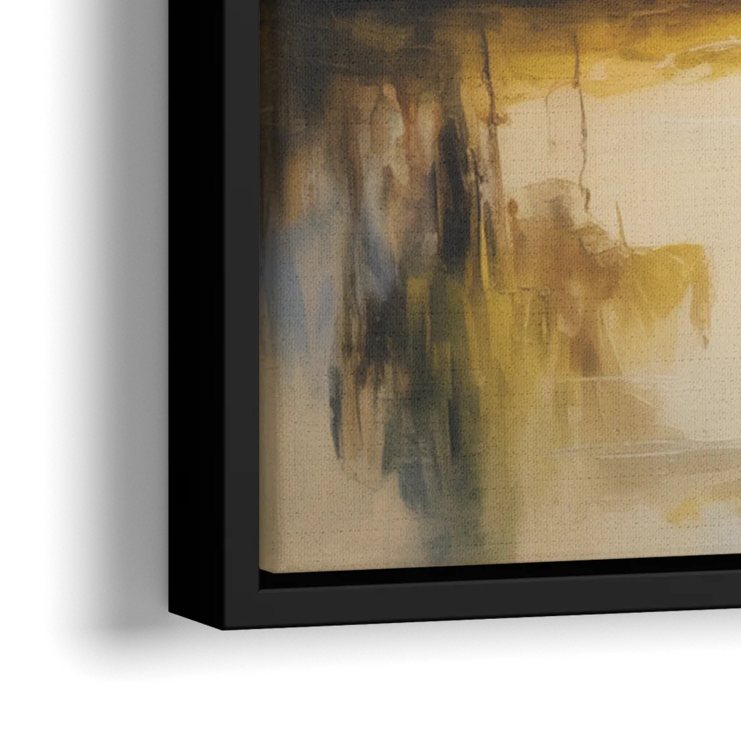 Serene Cross Landscape Abstract Christian - Close-Up Black Frame Canvas