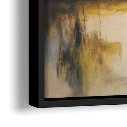 Serene Cross Landscape Abstract Christian - Close-Up Black Frame Canvas
