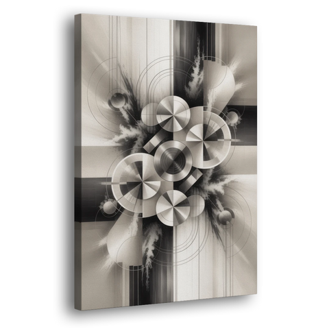 Serene Elegance Grey and White Abstract - Canvas Wall Art - Side