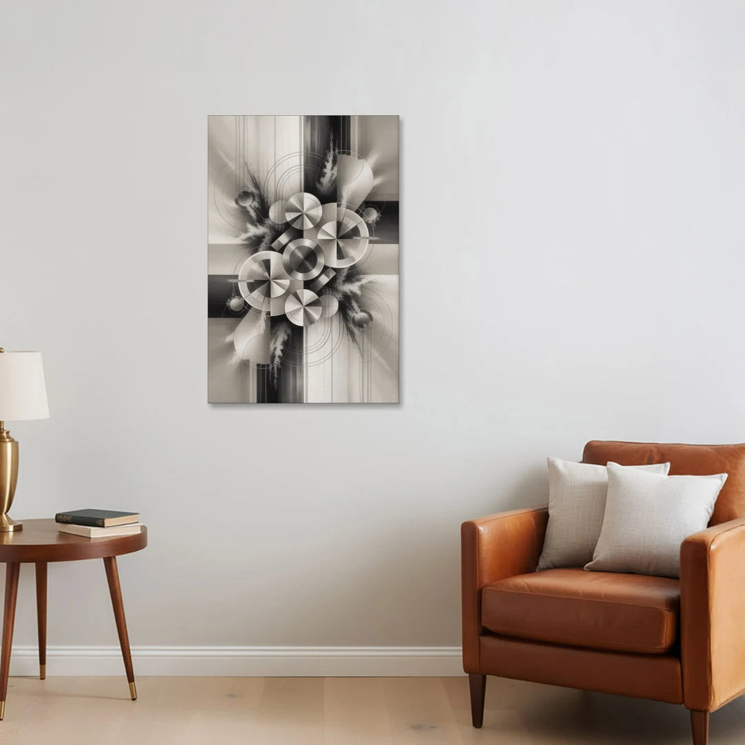 Serene Elegance Grey and White Abstract - Canvas Wall Art - Sofa - 24x36