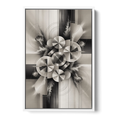 Serene Elegance Grey and White Abstract - White Framed Canvas Wall Art - Front