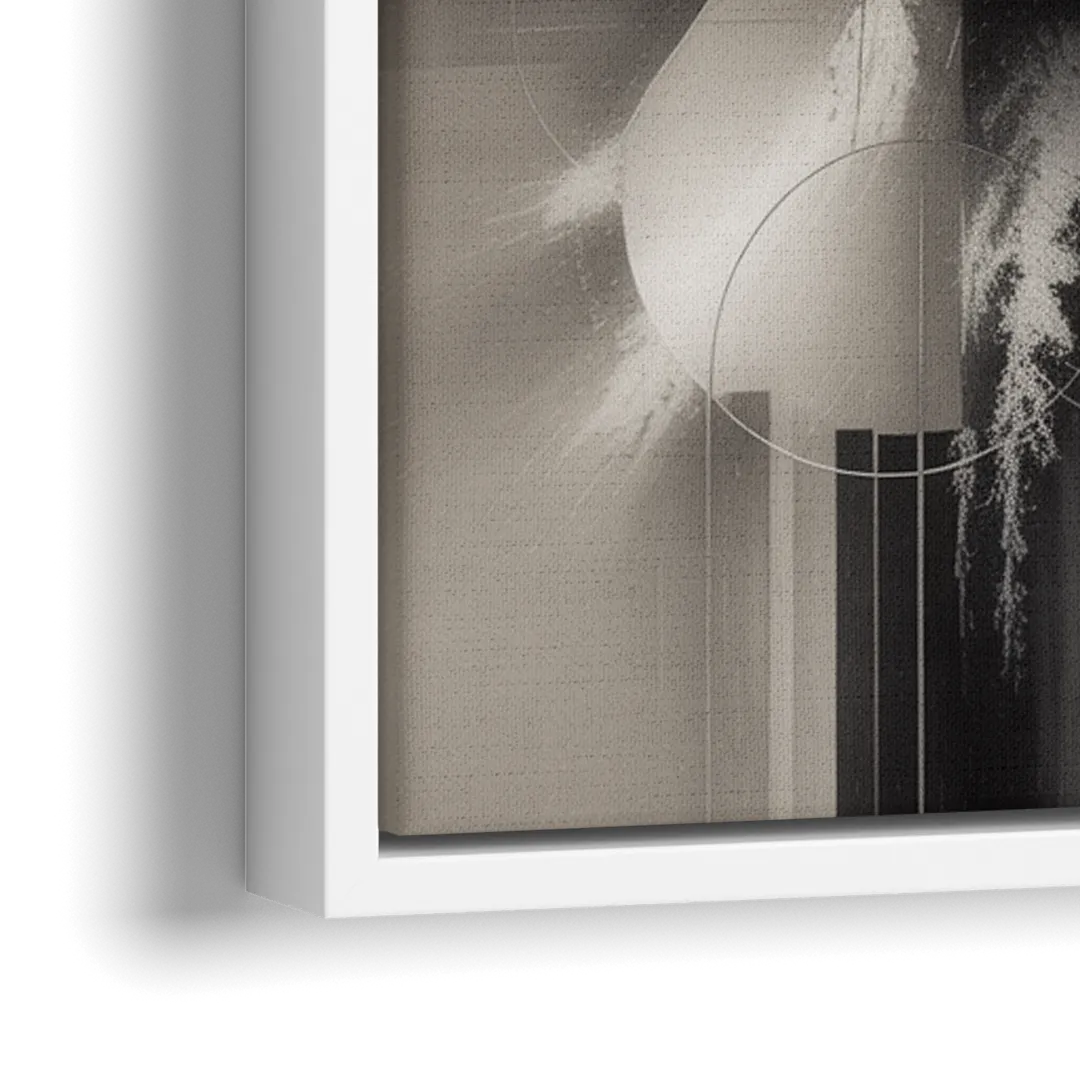 Serene Elegance Grey and White Abstract - Close-Up White Frame Canvas