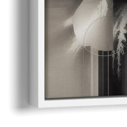 Serene Elegance Grey and White Abstract - Close-Up White Frame Canvas