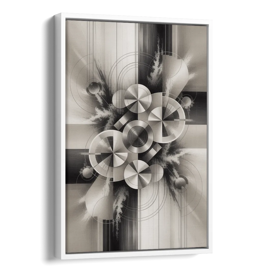 Serene Elegance Grey and White Abstract Side - White Canvas Wall Art