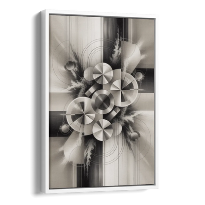 Serene Elegance Grey and White Abstract Side - White Canvas Wall Art
