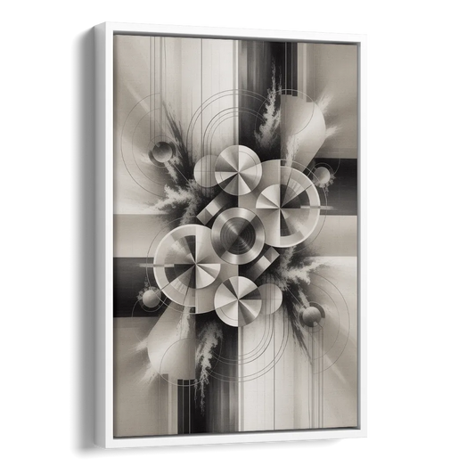 Serene Elegance Grey and White Abstract Side - White Canvas Wall Art
