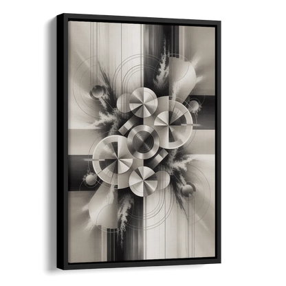 Serene Elegance Grey and White Abstract Side - Black Canvas Wall Art